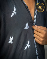 ByHandCo Handcrafted Black Embroidered Butterfly Shirt for Men