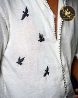 ByHandCo Handcrafted White Butterfly Embroidered Shirt for Men