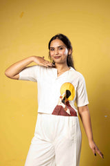 Ivory Artistic Woman Print Shirt – Premium Half-Sleeve Casual Shirt