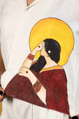 Ivory Artistic Woman Print Shirt – Premium Half-Sleeve Casual Shirt