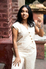 Ivory Eyelet Embroidered Co-Ord Set for Women
