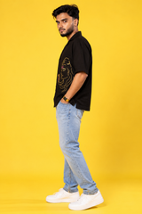 Black Shiva Embroidered Oversized Shirt – Premium Half Sleeve