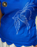 Women's Royal Blue Floral Embroidered Sleeveless Top 💙